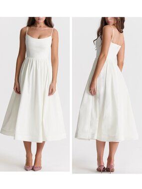 House of CB Lolita Ivory Midi Dress NWT Size Small Corset Fit Flare Bridal